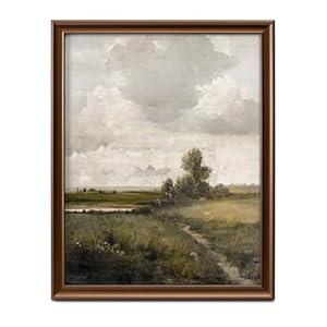 Framed Vintage Canvas Wall Art Decor, Landscape Farmhouse Wall Prints for Bedroom Bathroom Office, Rustic Posters for Living Room Aesthetic, Nature Painting Artwork, Size: 14"L x 11"W
