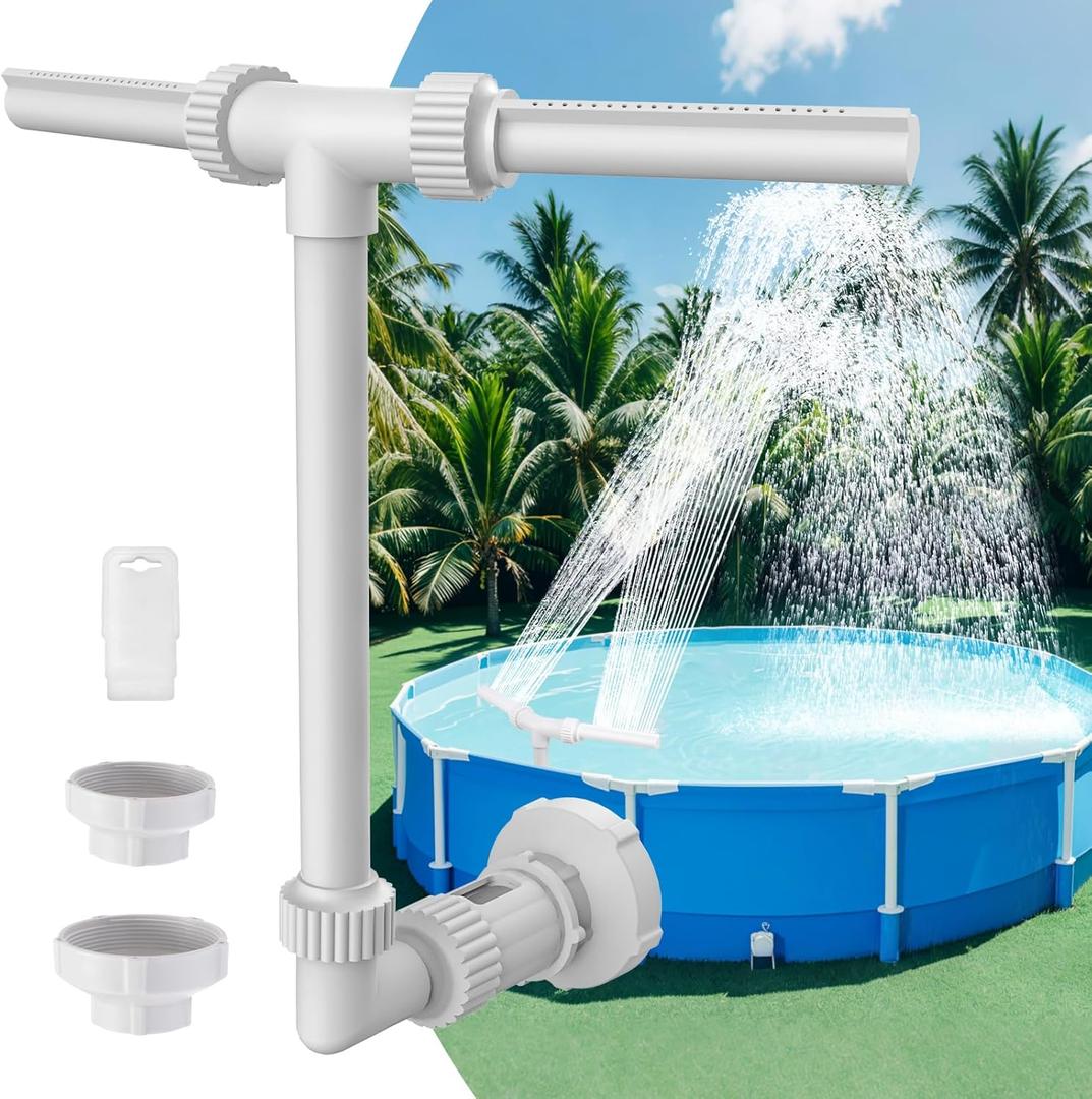 Dual Spray Swimming Pool Fountain - Waterfall for Above Ground/Inground Pools, Pond Sprinkler Fountain for Cooling, Practical Pool Aerator Water Cooler Circulation, Backyard Decorative Sprayer Spout