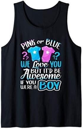 Pink Or Blue We Love You Gender Reveal Team Blue Boy Party Tank Top, S