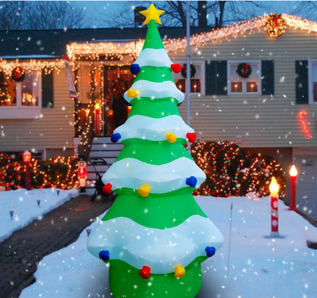 SEASONBLOW 12 FT Giant Inflatable Christmas Tree Xmas Decoration for Blow Up Built-in LED for Yard Indoor Outdoor Lawn Yard Garden Holiday
