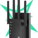 105-Device Compatible WiFi Extender Signal Booster, WiFi Extender, 12880 Sq.Ft Long Range, Dual Band 5GHz/2.4GHz 1200Mbps, Simple Installation for Home & Outdoor