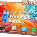 HotYeah 18.5" 100Hz Wireless Portable Monitor w/Rechargeable 10000 mAh Battery, Support AirPlay Miracast, 1080P IPS Monitor USB-C HDMI External Display, 2nd Screen for Laptop MacBook PC Phone Tablet