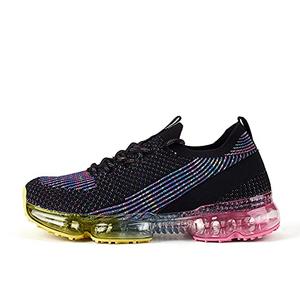 LUCKY STEP Women Air Cushion Fashion Sneakers Breathable Casual Comfortable Lightweight Walking Shoes (Black Multi,9)