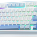 AULA F75 75% Wireless Mechanical Keyboard, Hot Swappable Creamy Keyboard, Pre-lubed Greywood Switches RGB Backlit Gaming Keyboards, 2.4GHz/Type-C/BT5.0(Salt White Blue) 