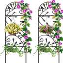 AMAGABELI 2 Pack Garden Trellis for Climbing Plants Outdoor Trellis 46" x 15" Climbing Rose Trellis Metal Trellis for Vines Flower Patio for Grape Cucumber Clematis Decorative Trellis Black