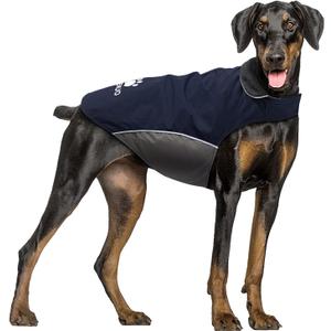 IREENUO Dog Raincoat, 100% Waterproof Dog Warm Jacket for Fall Winter, Rainproof Coat with Adjustable Velcro & Reflective Stripes for Medium Large Dogs (2XL, Blue)