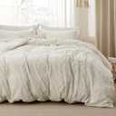 Bedsure Boho Duvet Cover Queen Size - Cationic Dyed Tufted Duvet Cover Set, 3-Piece Shabby Chic Boho Bedding for All Seasons (Beige, 90" x 90")