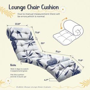 Outdoor Lounge Chair Cushions Set of 1 Waterproof 75.1 x 22.8 x 4.7" 8#