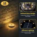 Glass Solar Ground Lights with Crystal Style, Modular-Design Waterproof In-Ground Light for Patio Pathway Lawn Yard Deck Walkway, Decorative Disk Lighting for Garden Bed, Warm White (4 Pack)