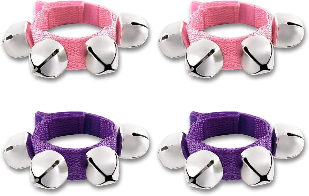 EASTROCK Wrist Bells Jingle Bells Christmas Musical Rhythm Wrist Shaking Percussion Orchestra Rattles (Pink+Purple)