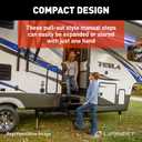 Lippert Radius 24" Double Manual RV Step Assembly, 8" Rise, 300 lbs. Anti-Slip Steps, Compact One-Hand Expand or Collapse, Black Powder Coat, Travel Trailers, 5th Wheels, Campers - 432682