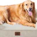 EHEYCIGA Orthopedic Dog Beds for Extra Large Dogs, Waterproof Memory Foam XL Pet Bed with Sides, Non-Slip Bottom and Egg-Crate Foam Big Dog Couch Bed with Washable Removable Cover, Beige (44.0"l X 32.0"w X 6.5"th)
