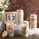 SiliFine 4 Pcs End of Year Teacher Gifts 16 oz Teacher Glass Cups with Lid and Straw Thank You Coffee Cup Teachers Can Shape Drinking Tumbler for Teachers End of Year Graduation Party Favors