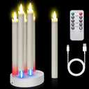 Rechargeable Flameless Taper Candles 6 Pcs LED Taper Flickering Candles with Charging Station and Remote Timer for Wedding Christmas Home Decor