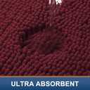 Smiry Luxury Chenille Bathroom Rugs 24x16, Extra Soft and Absorbent Shaggy Bath Mat, Machine Washable, Non-Slip Plush Carpet Runner for Tub, Shower, and Floor, Home Decor Accessories, Burgundy