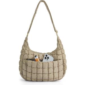 BAGSMART Quilted Crossbody Bag for Women, Lightweight Puffer Purse for Travel, Daily Use & Work | Water-resistant, Puffy Shoulder Bag, w/ Adjustable Strap, Light & Comfortable, Hands-free Bags, Travel Essentials (Small)