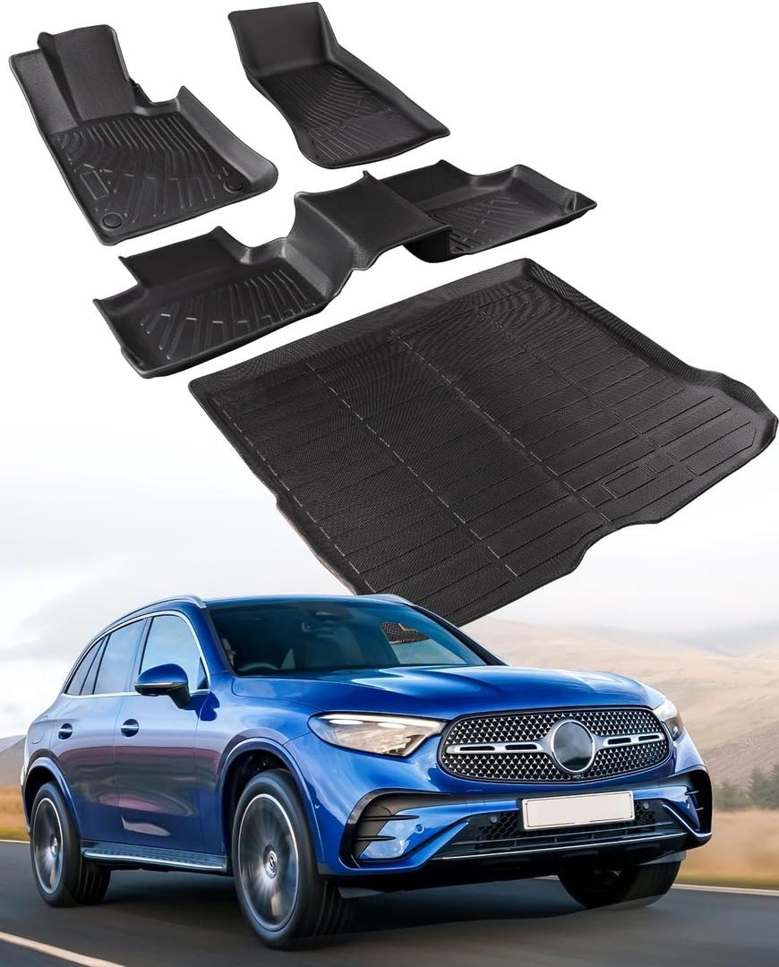 COTAZA Custom for Mercedes Benz GLC Floor Mats Cargo Trunk Liner 2025 2024 2023 SUV Gas, Not for Coupe, All Weather Waterproof Non-Slip Rubber for GLC 300/300e/4Matic/43 AMG Accessories