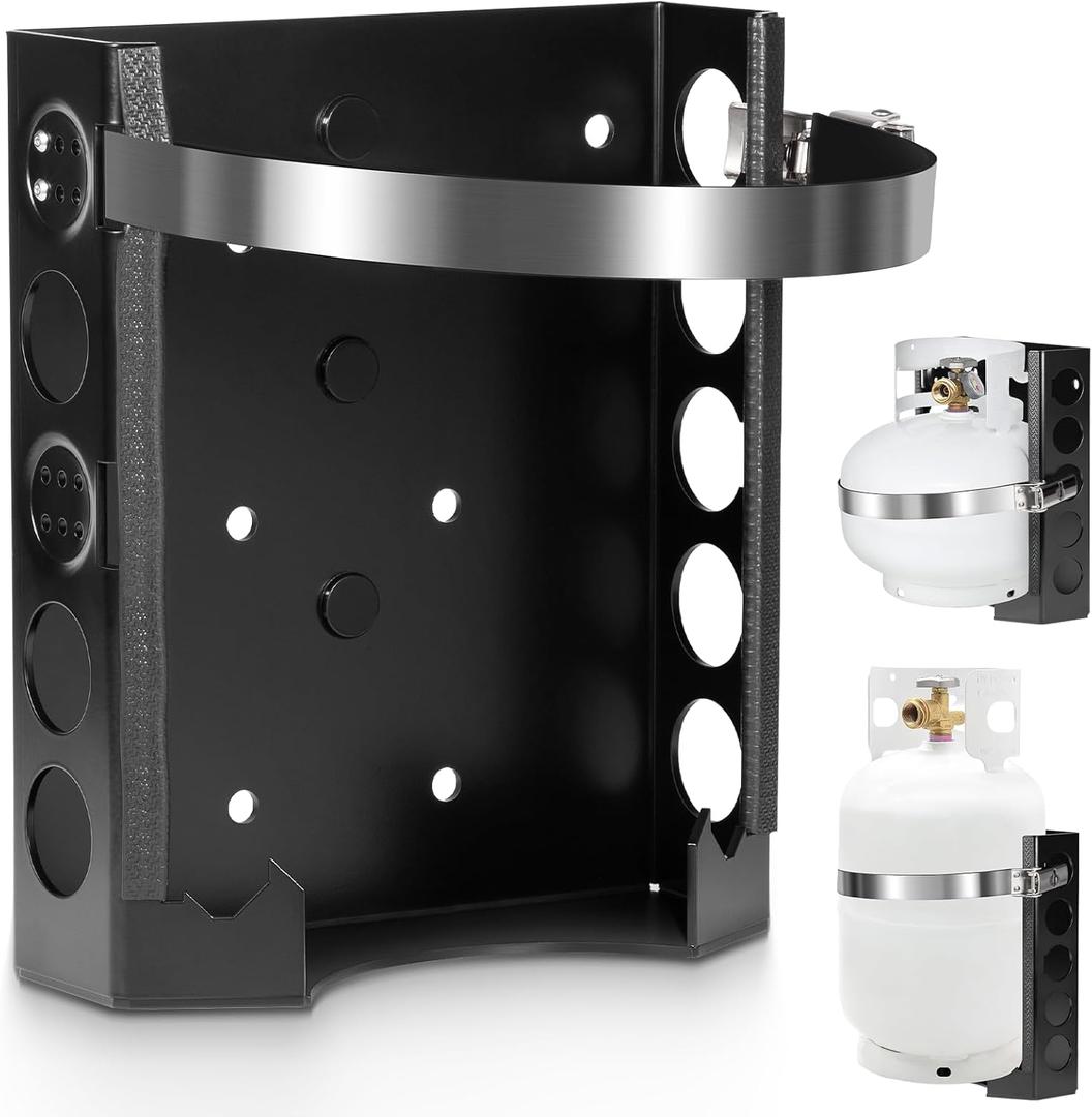 11 lb & 4.25 lb Propane Tank Holder Bracket Kit 9 Inch Cylinder Mounting Bracket with Strap for Truck Bed, Car, RV, Boat, Trailer, OffRoad Vehicle, Outdoor BBQ Grill, Replaces for BKT2286.2
