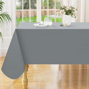 Smiry Rectangle Table Cloth 52x70 Inch, Waterproof Wipeable Vinyl Tablecloths Protector, Oil Spill Proof Plastic Table Cover for Dining, Picnic, Camping, Outdoor, Grey