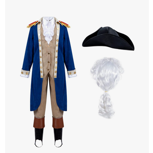 Spooktacular Creations George Washington Costume for Kids, Colonial Boys Costume with Wig and Hat for Halloween DressUp Party Large