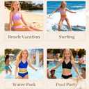 Kids4ever Girls Swimsuit 2 Piece Color Block Teen Bikini Sets with Adjustable Straps Bathing Suit Size 13-14Y