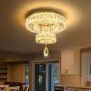 Modern Chandelier Bedroom Light Indoor LED Dimmable Lights Ceiling Chandeliers for Dining Room Kitchen Entryway Gold 20W LEDs Fixtures 1600 Lumens, W12"