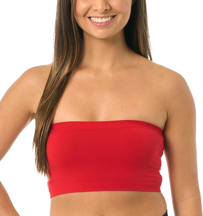 Womens Bandeau Tube Top – Seamless Strapless Bra Top Soft Stretch Comfortable Layering Crop Top XXL
