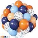 HILAVO Dog Paw Balloons Orange and Blue 60pcs 12 Inch Paw Print Puppy Balloons Navy Blue Pastel Orange Beige Latex Helium Balloon for Boys Paw Space Theme Baby Shower Blue Birthday Party Decorations