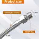 Industrial Grade Compressor Jumper hose, With 1/2" NPT Male 23" Length 450 PSI &750F, And Two 1/2" Male Adapters (Both Sides Fittings Rotate Freely), Flexible Stainless Steel Metal Hose