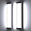 23.6in Outdoor Wall Lights 2Packs,10%-100% Dimming LED Modern Patio Wall Light Fixture, Black Exterior Sconce for Garage Courtyard Commercial House(6000K) (24in Square 2Packs, Cold White 6000k)