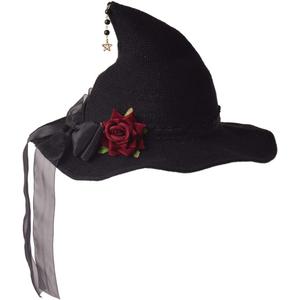 GRACEART Women Felt Wool Witch Hat Knitted Cap Halloween Wizard Cap Mardi Gras Hat Headwear (Black)