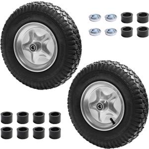 4.80/4.00-8" Tire, 16" Pneumatic Wheelbarrow Tire and Wheel with 5/8" Bearings (Extra 3/4") and 3" Centered Hub for Wheelbarrow/Garden Carts/Hand Truck/Yard Wagon Dump Cart (2-Pack)