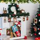 12 Pcs Christmas Picture Frame Ornaments for Tree Samll Hanging Photo Frame Ornaments 2.76 x 4.33 Inch Brown Green Beige for Christmas Tree Decor Home Party