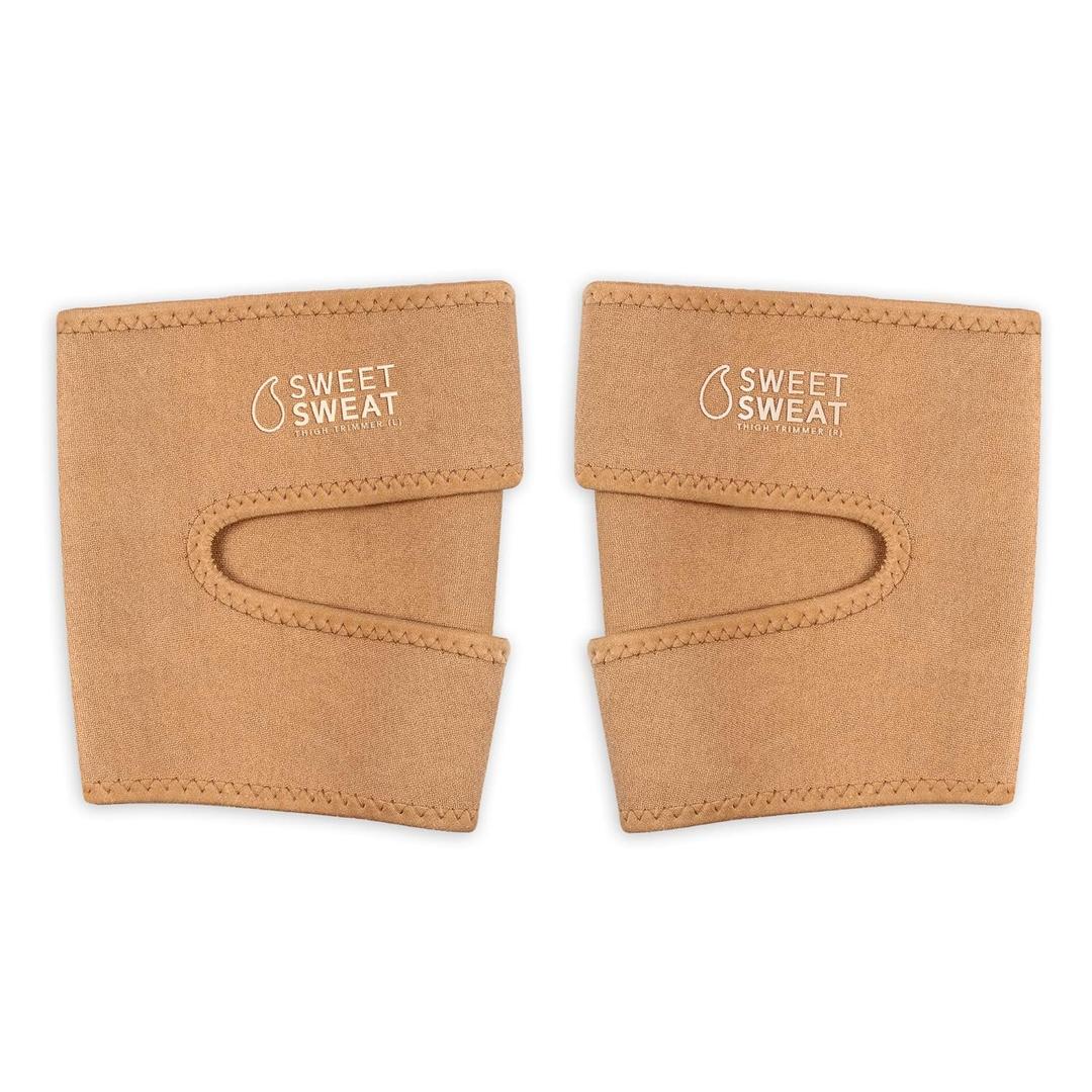 Sports Research Sweet Sweat Toned Thigh Trimmers for Men & Women | Increases Heat & Sweat to the Thighs | Includes Mesh Carry-Bag (Sand, Small)