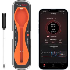 ThermoPro TempSpike 500 ft Wireless Meat Thermometer Digital, Bluetooth Meat Thermometer Wrieless for Beef Lamb Chicken Turkey, Smoker Acccessories for Rotisserie Sous Vide BBQ Oven Air Fryer (Orange)