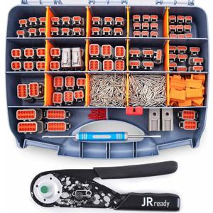 JRready ST6332-DT1 Deutsch DTM Connector Kit, 2 3 4 6 8 12 Pin Gray Connector, New-DT1 Deutsch Crimper, Size 20 Solid Contact 16-22AWG, Removal Tool, Seal Plug, Automotive Electrical Connectors