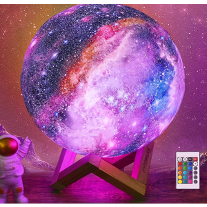 HYODREAM 7.9 inch Large Moon Lamp Galaxy Starry Moon Night Light with Touch and Remote Control 16 Colors as Cool Lamp Gift for Boys or Girls
