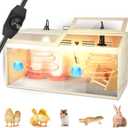 Wooden Brooder Box for Chicks Starter Kit with Heat Lamp and Thermometer,Feeder,Waterer,Perch,Temperature-Controlled Poultry Brooder Heater for 25 Chicks,Ducks,Quail,Hamsters