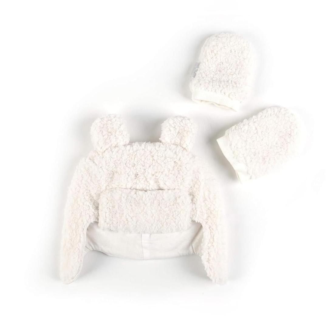 Tadpoles Super Soft Plush Sherpa Hat & Mittens Set, Ivory