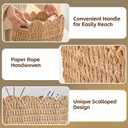 Scalloped Basket Set of 3 (Large, Medium, Small), Paper Rope Hand Woven Storage Basket for Shelves, Clothes, Towels and Laundry, Wicker Decorative Basket for Living Room Bedroom Organizing, Neutral
