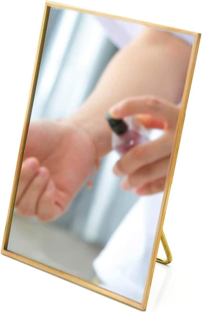 Utopz Vintage Golden Mirror Small Cosmetic Mirror for Girls, Succinct Makeup Vanity Mirror, Make-up Table Mirror, Beautiful Decorative for Office Desk, Bedroom, Dresser, Bath and Decor, 5" x 7