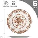 Salad Plates, 8.5 Inch Ceramic Plates Set of 6, Kitchen Plates Microwave Safe Plate, White Porcelain Dessert Porcelain Serving Dishes, Brown