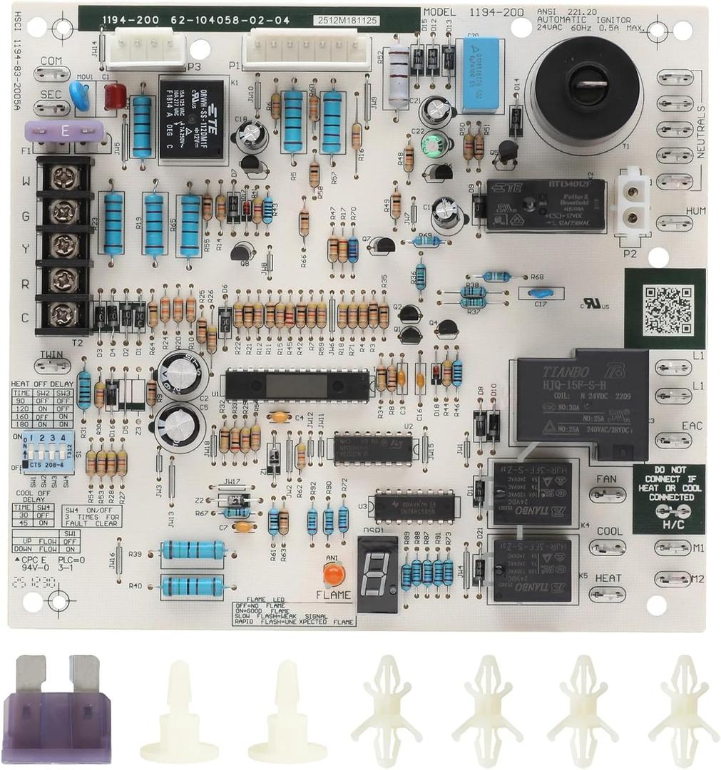 New Upgrade 62-104058-02 Integrated Furnace Control Board Replacement for Rheem Furnace R801P-MSA, R801P-ZSA, R801S-MSA, and R801S-MS Gas Furnaces