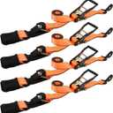 Pro Series Orange Axle Tie Down Combo Strap with Snap Hook Ratchet 2 Inch x 114 Inch 4 PCS 3,300 Pounds Safe Working Load (Does not apply)