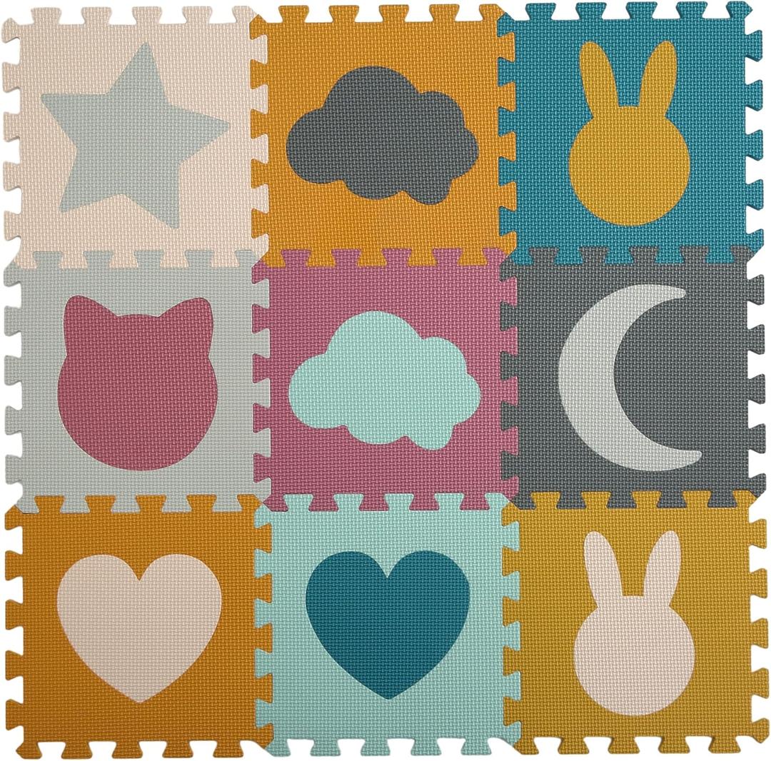 Baby Play Mats - Foam Shapes Puzzle Mat 9 Pieces