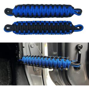 Door Limit Strap Replacement for Jeep Wrangler CJ YJ TJ JK JL Heavy Duty Paracord Door Check Straps Door Limiter,Black&Blue (2Pack)