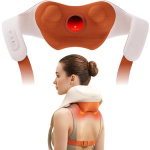 Breo N6 Mini Neck Massager with Heat, Cordless 5D Shiatsu Back Massager with Hands-Free, Electric Kneading Massage for Neck Massager for Pain Relief deep Tissue, Portable for Office, & Travel-Beige