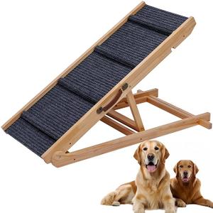 Foldable Wooden Dog Ramp Wooden Dog Ramp for Bed-5 Adjustable Heights
for Dogs & Cats,Wood Ramp for Dogs to Get on Bed Couch Car,Suitable for indoor and outdoor 97x49.5x14.5cm