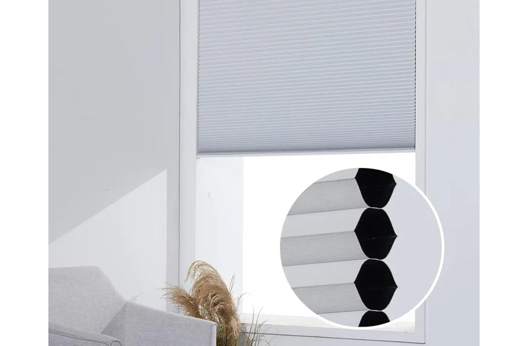 Persilux Custom Blackout Cellular Window Shades, Cordless Honeycomb Blinds for Windows (White, 27"W x 48"H) - Room Darkening Cellular Shades for Home Coverings, Door Blinds