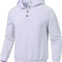 Mens Sweater Hoodies Quilted Sweatshirts Quarter Button Fit Itch-Free Knit Pullover Sweaters Long Sleeve Fall Winter (White) XL